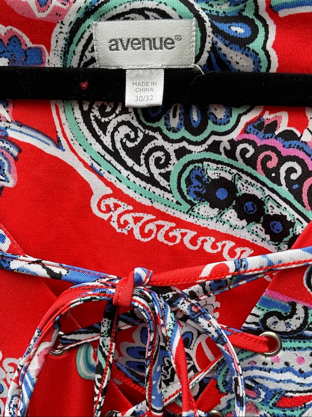 Avenue Red Paisley Maxi Dress with Blue and White Accents - Picture 2 of 8
